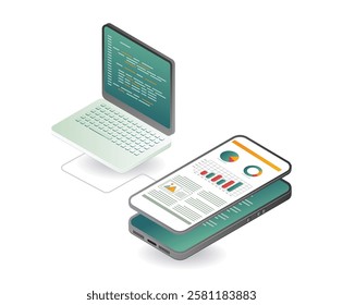 Computer management smartphone development concept illustration