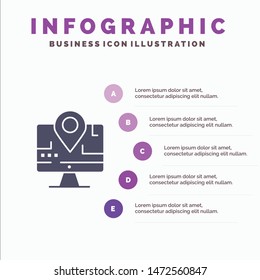 Computer, Map, Location, Education Infographics Presentation Template. 5 Steps Presentation
