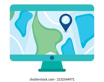 computer with map on screen