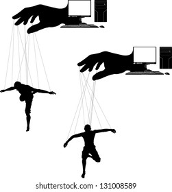 computer marionettes. stencil. vector illustration