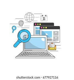 computer to marketing business and technology icons
