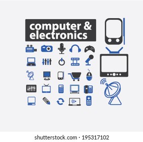 equipo, medios, iconos electrónicos, conjuntos de signos, vector