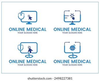 Computer medical logo, Stethoscope logo design, digital doctor logo with online medical logo design template