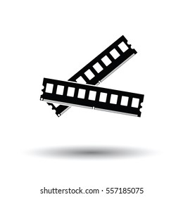 Computer memory icon. Black background with white. Vector illustration.
