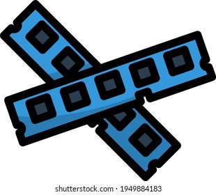 Computer Memory Icon. Editable Bold Outline With Color Fill Design. Vector Illustration.