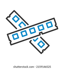 Computer Memory Icon. Editable Bold Outline With Color Fill Design. Vector Illustration.