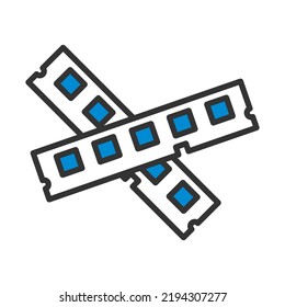 Computer Memory Icon. Editable Bold Outline With Color Fill Design. Vector Illustration.