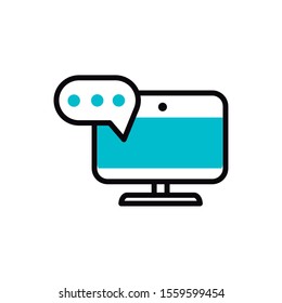 computer message bubble social media icon line and fill vector illustration