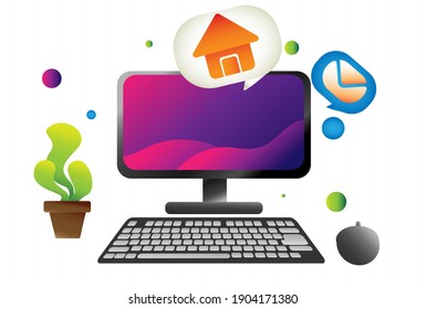Computer and message email and icon computer and vector picture