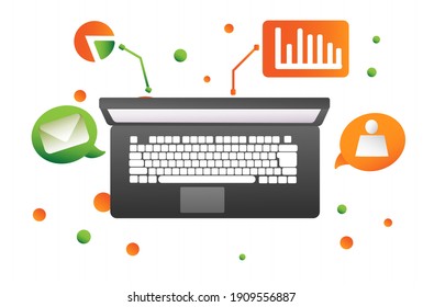 Computer And Message Email And Computer Vector Picture Icon