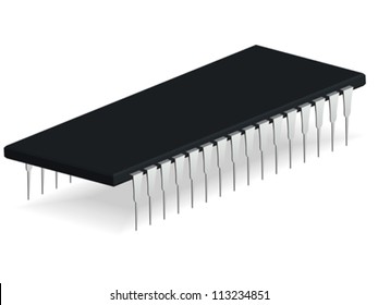 computer microchip against white background, abstract vector art illustration