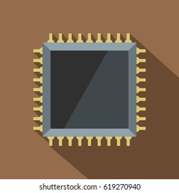 Computer microchip icon. Flat illustration of computer microchip vector icon for web