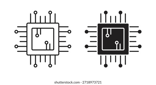 Icono de microchip de computadora. Símbolo, ilustración del logotipo. conjunto de iconos gráficos