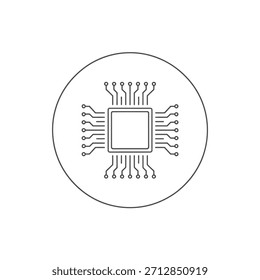 Ilustración de microchip de computadora Diseño minimalista Circuito Tablero Tecnología Símbolo de circuito integrado Inteligencia artificial