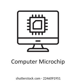 Computer Microchip Outline Icon Design illustration. Web Hosting And Cloud Services Symbol on White background EPS 10 File