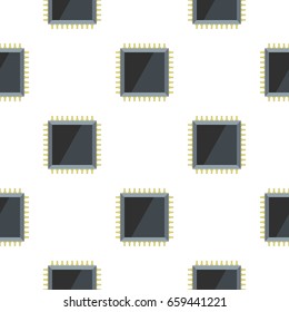 Computer microchip pattern seamless flat style for web vector illustration
