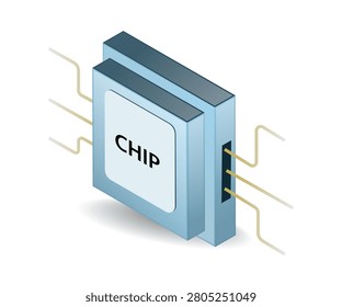 Computer Microchip Processor Illustration for Modern Electronic Circuit Technology
