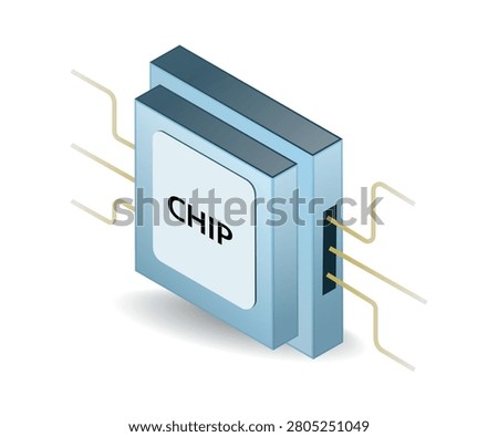 Computer Microchip Processor Illustration for Modern Electronic Circuit Technology