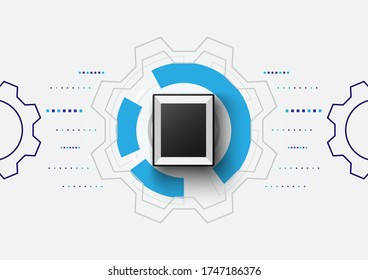 computer microchip technology, data storage networking, digital abstract background graphic vector