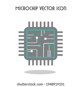 Computer microchip vector design element. Isolated on white. 