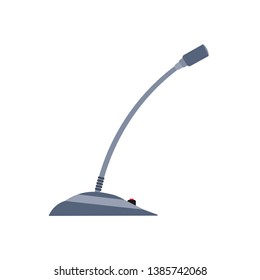 Computer microphone vector icon media symbol equipment. PC audio music element speaker. Flat white device gadget