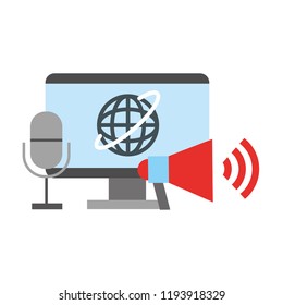 computer microphone and volume loud broadcast breaking news
