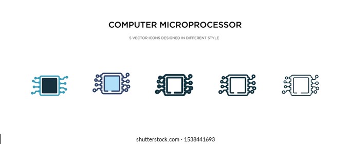 computer microprocessor icon in different style vector illustration. two colored and black computer microprocessor vector icons designed in filled, outline, line and stroke style can be used for