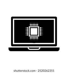 computer with microprocessor icon vector