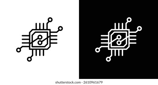 Computer microprocessor icon Vector isolated outline drawing.