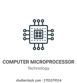 Computer microprocessor outline vector icon. Thin line black computer microprocessor icon, flat vector simple element illustration from editable technology concept isolated stroke on white background