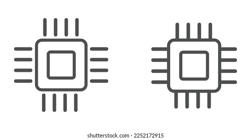 Computer microprocessor vector icon concept set 