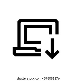 Computer mini line, icon, background and graphic. The icon is black and white, linear  flat, vector, pixel perfect, minimal, suitable for web and print. 