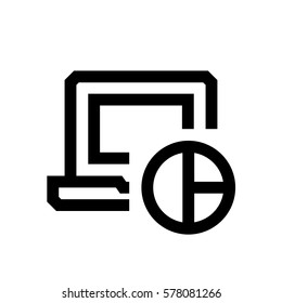 Computer mini line, icon, background and graphic. The icon is black and white, linear  flat, vector, pixel perfect, minimal, suitable for web and print. 