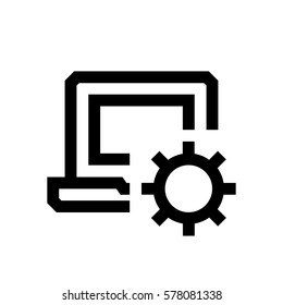 Computer mini line, icon, background and graphic. The icon is black and white, linear  flat, vector, pixel perfect, minimal, suitable for web and print. 