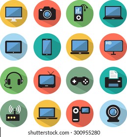 Computer and Mobile Devices flat icon set