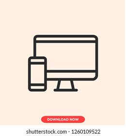 Computer mobile icon modern vector style. Mobile phone computer icon for web and app.