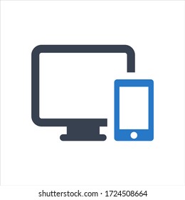 Computer and mobile phone icon on white background