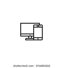 computer with mobile phone icon vector for web, computer and mobile app