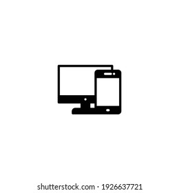 computer with mobile phone icon vector for web, computer and mobile app