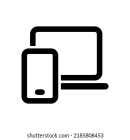computer with mobile phone icon vector for web, computer and mobile app