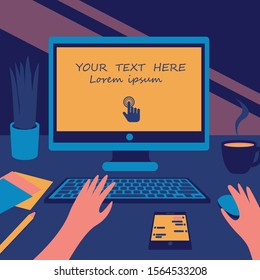 Computer and mobile phone illustrations can be used for advertising.