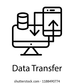 A computer and a mobile phone are interconnected with each other for data transfer 