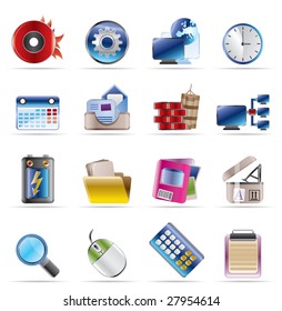 Computer, mobile phone and Internet Vector Icon Set