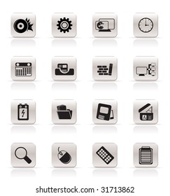 Computer, mobile phone and Internet Vector Icon Set