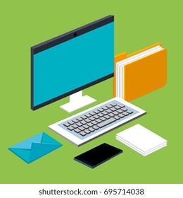 computer mobile phone mail file folder documents work elements