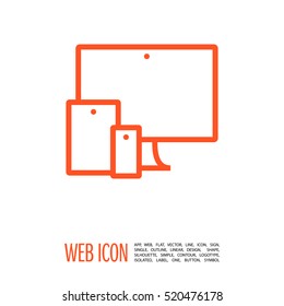 computer mobile phone tablet  isolated minimal icon. computer graph line vector icon for websites and mobile minimalistic flat design.