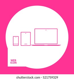 computer mobile phone tablet  isolated minimal icon. computer graph line vector icon for websites and mobile minimalistic flat design.
