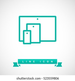 computer mobile phone tablet  isolated minimal icon. computer graph line vector icon for websites and mobile minimalistic flat design.