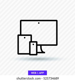 computer mobile phone tablet  isolated minimal icon. digital line vector icon for websites and mobile minimalistic flat design.