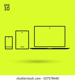 computer mobile phone tablet  isolated minimal icon. digital graph line vector icon for websites and mobile minimalistic flat design.